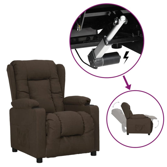 vidaXL Πολυθρόνα με Ανύψωση Σκούρο Καφέ Υφασμάτινη