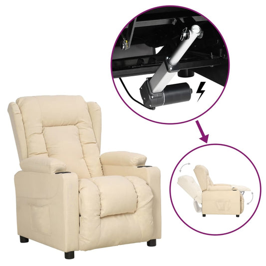 vidaXL Πολυθρόνα με Ανύψωση Κρεμ Υφασμάτινη