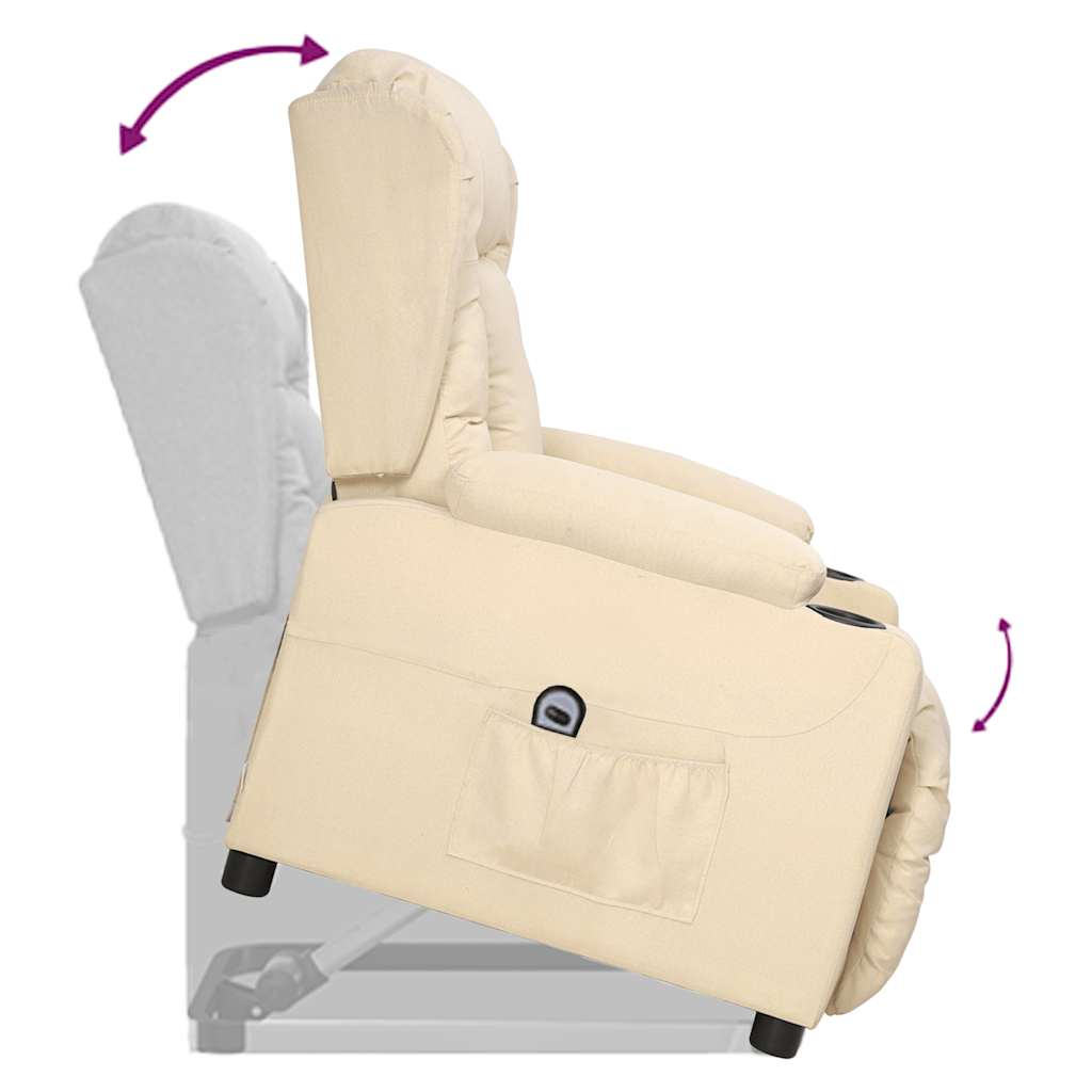 vidaXL Πολυθρόνα με Ανύψωση Κρεμ Υφασμάτινη