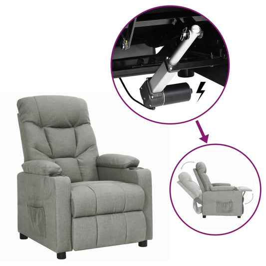 vidaXL Πολυθρόνα με Ανύψωση Ανοιχτό Γκρι Υφασμάτινη
