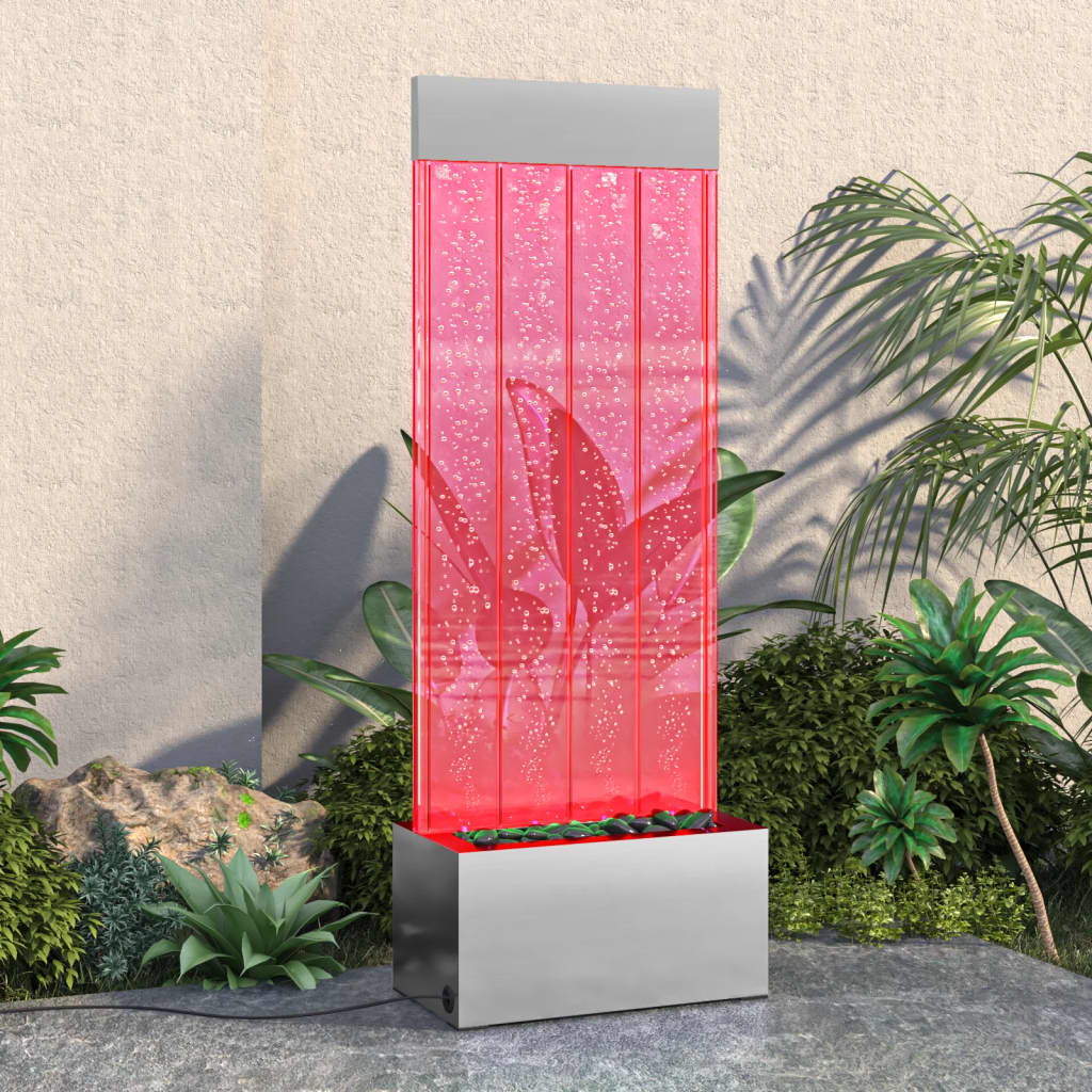 vidaXL Στήλη Με Φούσκες και Φώτα LED RGB 110 εκ. Ανοξ. Ατσάλι/Ακρυλικό
