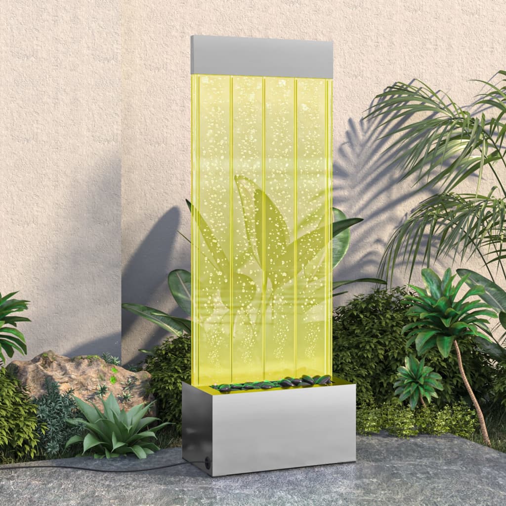vidaXL Στήλη Με Φούσκες και Φώτα LED RGB 110 εκ. Ανοξ. Ατσάλι/Ακρυλικό