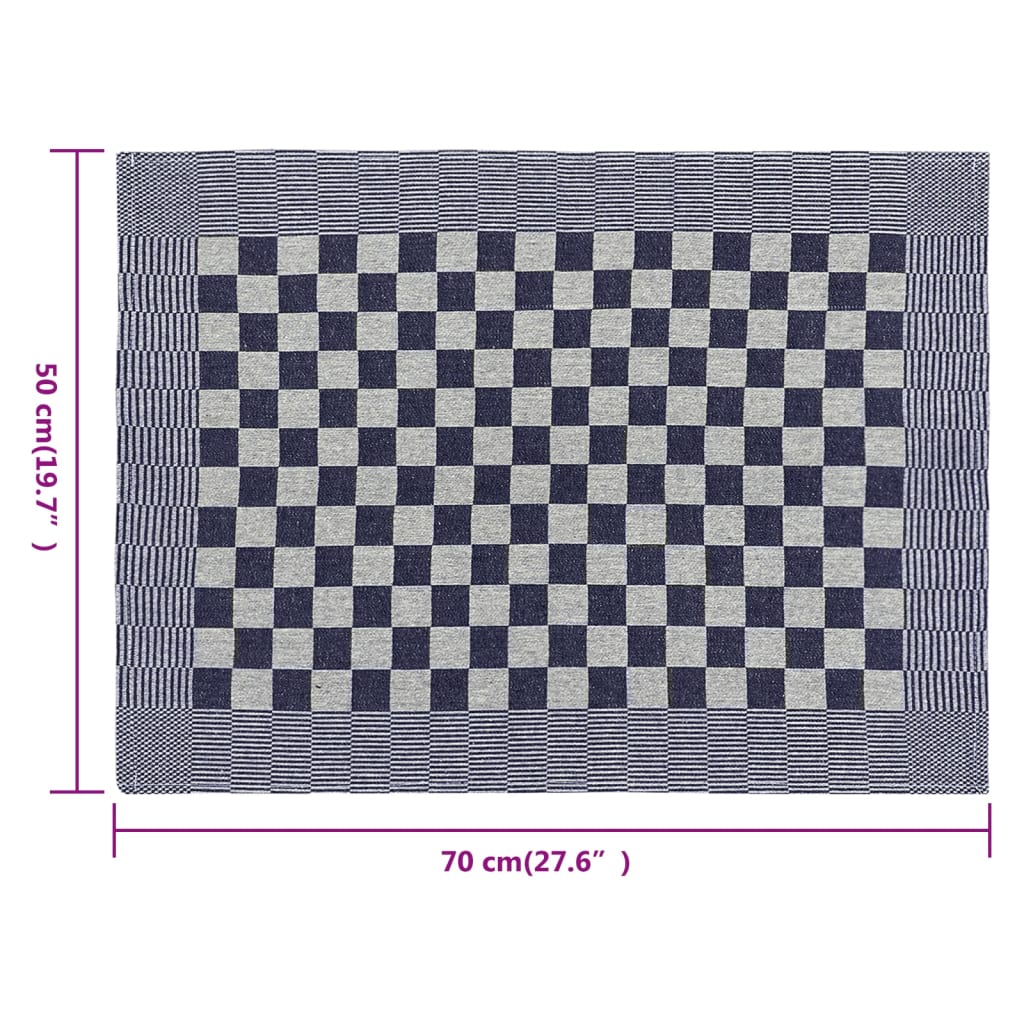 vidaXL Πετσέτες Κουζίνας 10 τεμ. Μπλε / Λευκό 50 x 70 εκ. Βαμβακερές