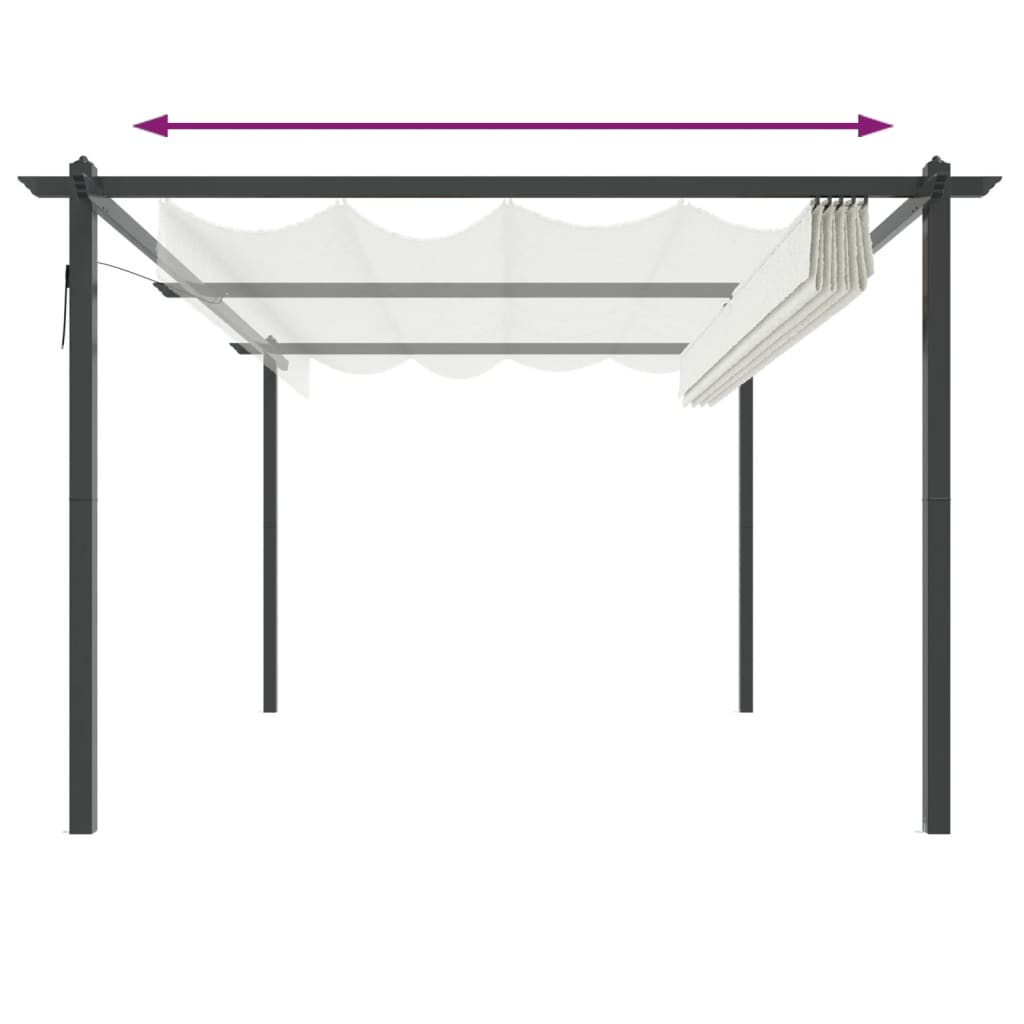 vidaXL Κιόσκι Κήπου με Πτυσσόμενη Οροφή Κρεμ 4 x 3 μ.