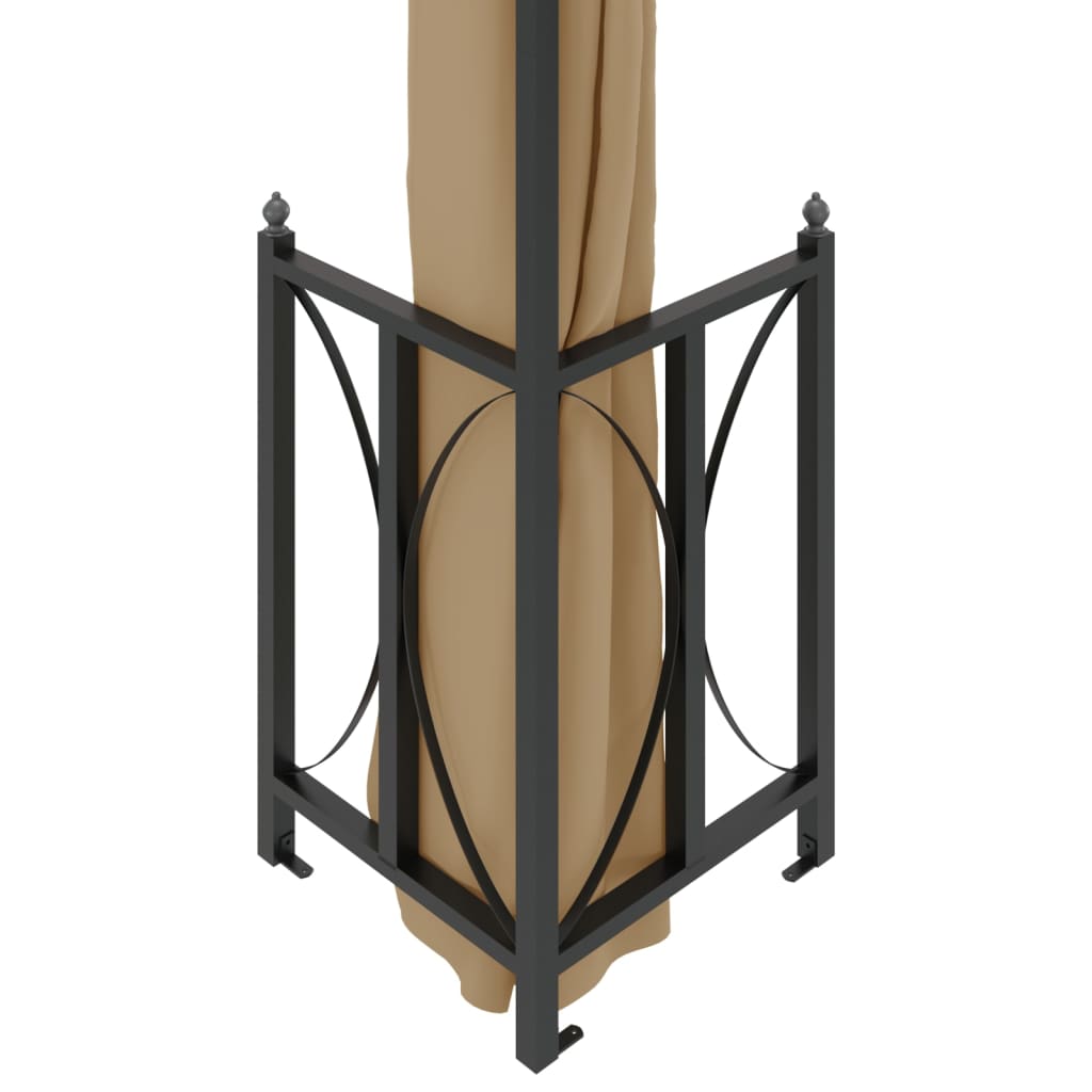 vidaXL Κιόσκι με Πλευρικά Τοιχώματα και Διπλή Οροφή Taupe 3 x 4 μ.