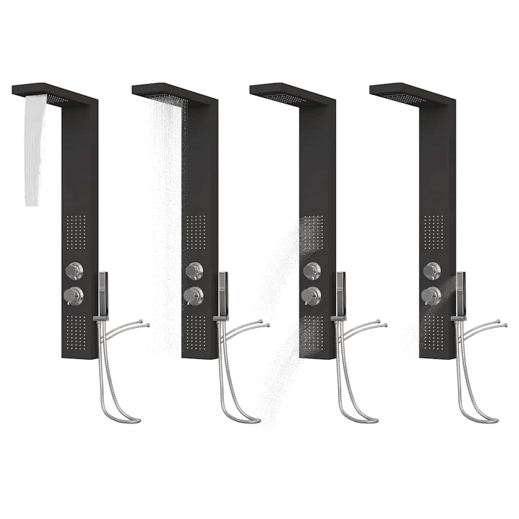 vidaXL Στήλη Ντους Υδρομασάζ Μαύρη από Αλουμίνιο