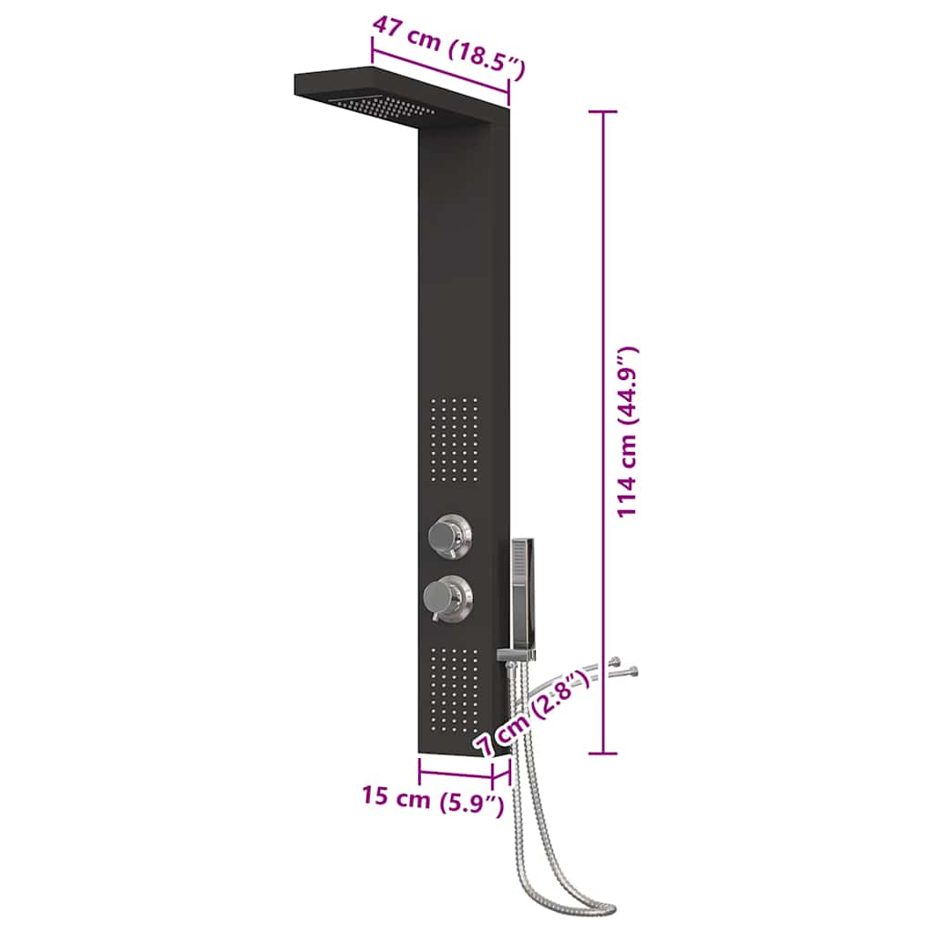 vidaXL Στήλη Ντους Υδρομασάζ Μαύρη από Αλουμίνιο