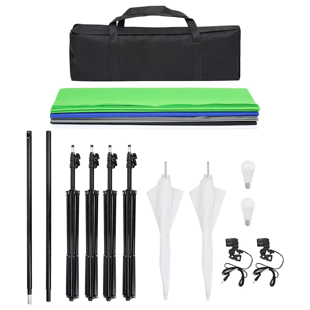 vidaXL Κιτ Φωτογραφικού Στούντιο με Σετ Φώτα, Φόντο & Ανακλαστήρα