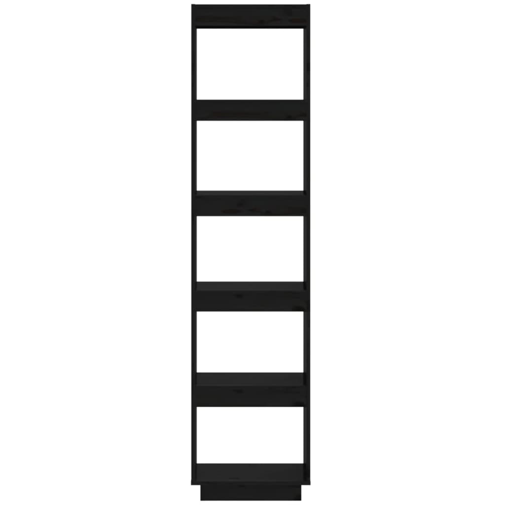 vidaXL Βιβλιοθήκη/Διαχωριστικό Χώρου Μαύρο 40x35x167 εκ. Μασίφ Πεύκο