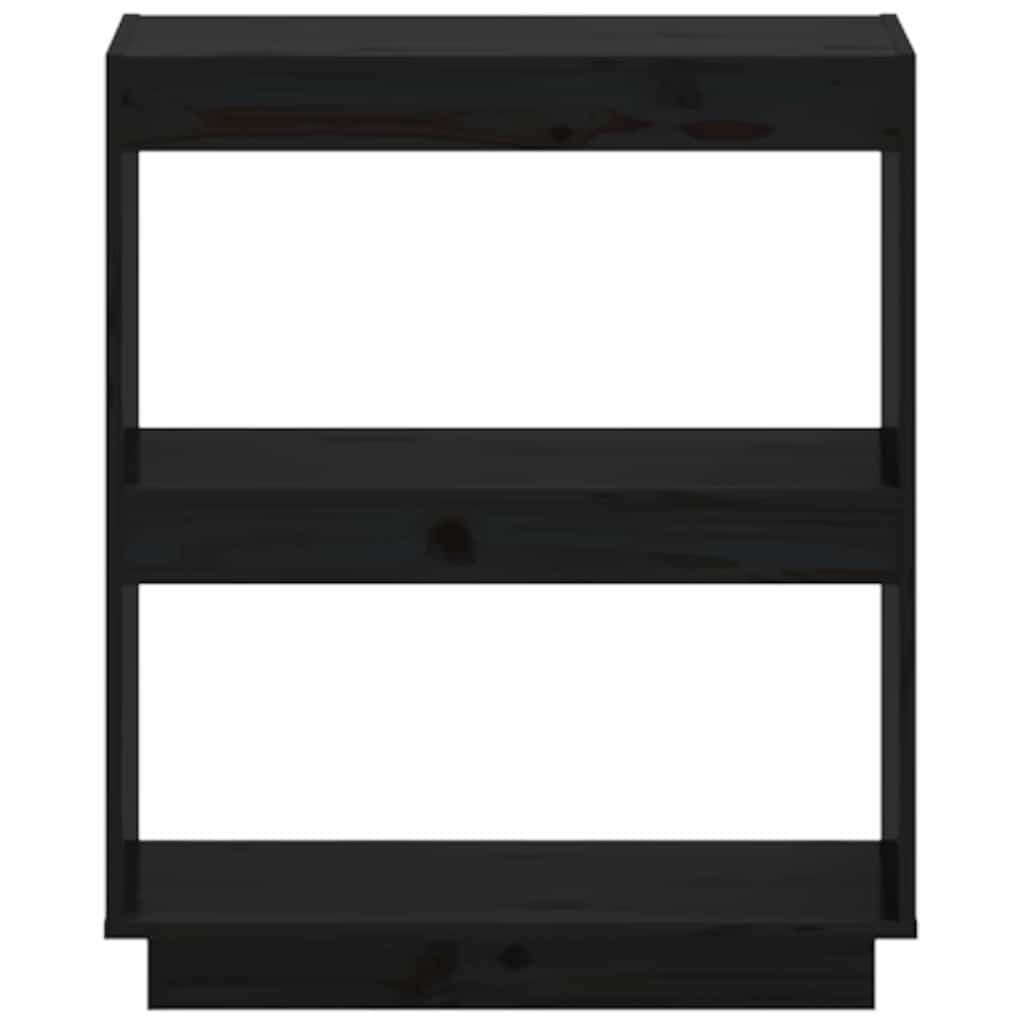 vidaXL Βιβλιοθήκη Μαύρη 60 x 35 x 71 εκ. από Μασίφ Ξύλο Πεύκου