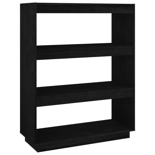 vidaXL Βιβλιοθήκη/Διαχωριστικό Χώρου Μαύρο 80x35x103 εκ. Μασίφ Πεύκο