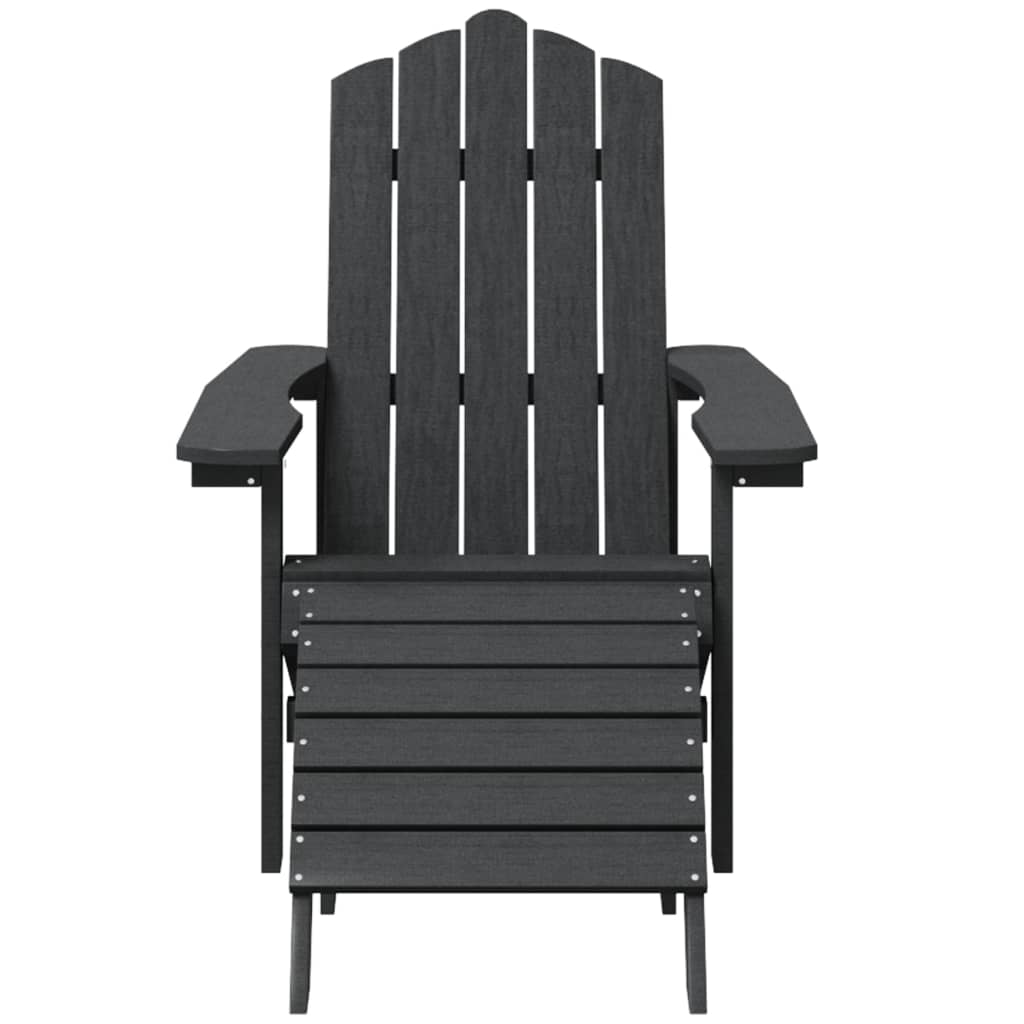 vidaXL Καρέκλα Κήπου Adirondack με Υποπόδιο Ανθρακί από HDPE
