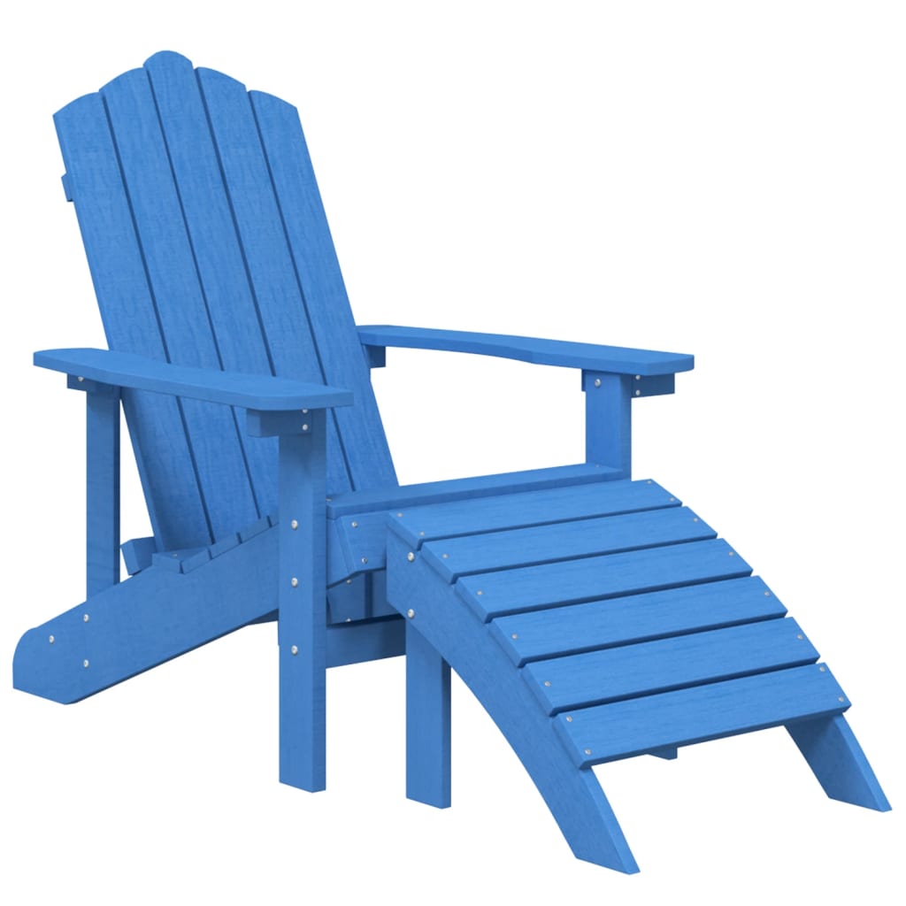 vidaXL Καρέκλα Κήπου Adirondack με Υποπόδιο Γαλάζιο από HDPE