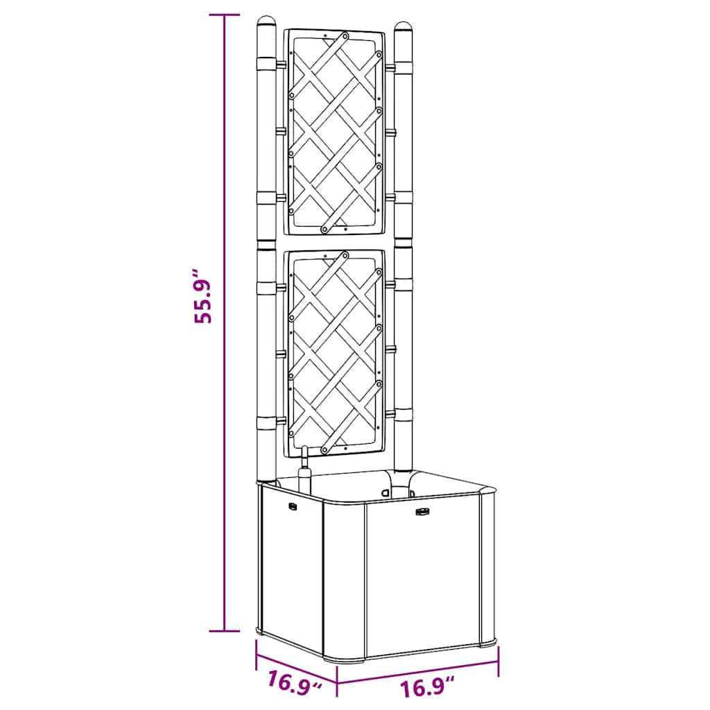 vidaXL Ζαρντινιέρα Κήπου Γκρι με Καφασωτό και Αυτόματο Πότισμα