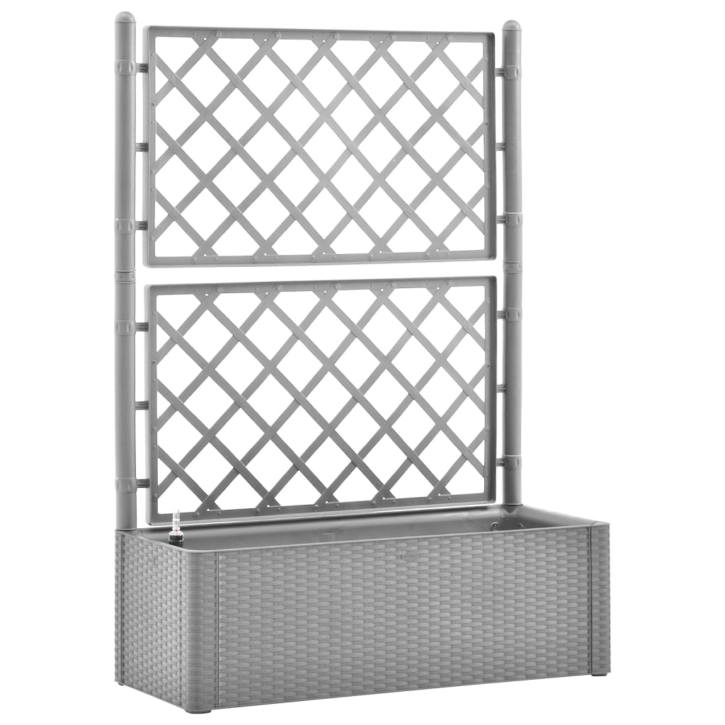 vidaXL Ζαρντινιέρα Κήπου Γκρι με Καφασωτό και Αυτόματο Πότισμα