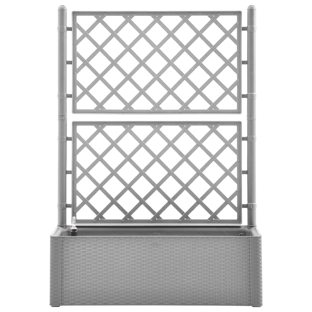 vidaXL Ζαρντινιέρα Κήπου Γκρι με Καφασωτό και Αυτόματο Πότισμα