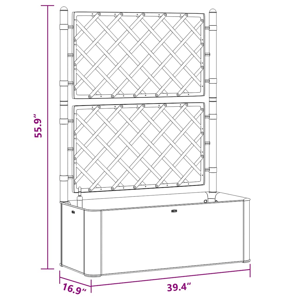 vidaXL Ζαρντινιέρα Κήπου Γκρι με Καφασωτό και Αυτόματο Πότισμα