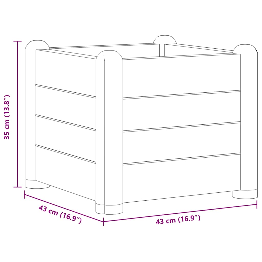 vidaXL Ζαρντινιέρα Υπερυψωμένη Γκρι 43 x 43 x 35 εκ. Πολυπροπυλένιο