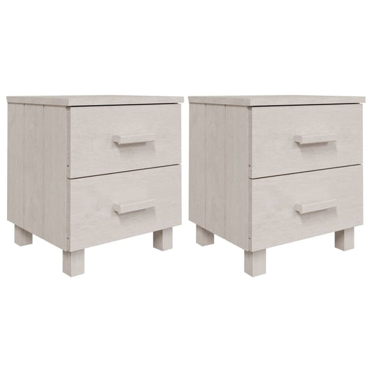 vidaXL Κομοδίνο HAMAR 2 Τεμ. Λευκά 40 x 35 x 44,5εκ. Μασίφ Ξύλο Πεύκου
