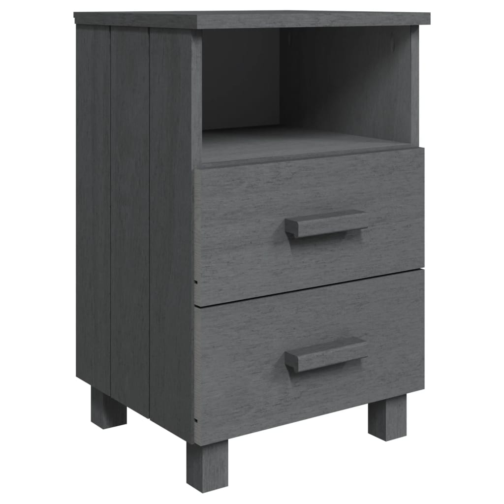 vidaXL Κομοδίνο HAMAR Γκρι 40x35x62 εκ. από Μασίφ Ξύλο Πεύκου