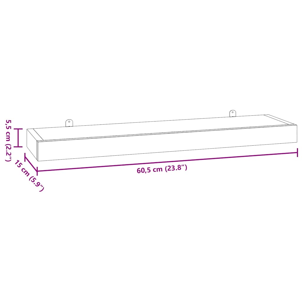 vidaXL Ράφια Τοίχου 2 τεμ. 60 x 15 x 4 εκ. από Μασίφ Ξύλο Teak