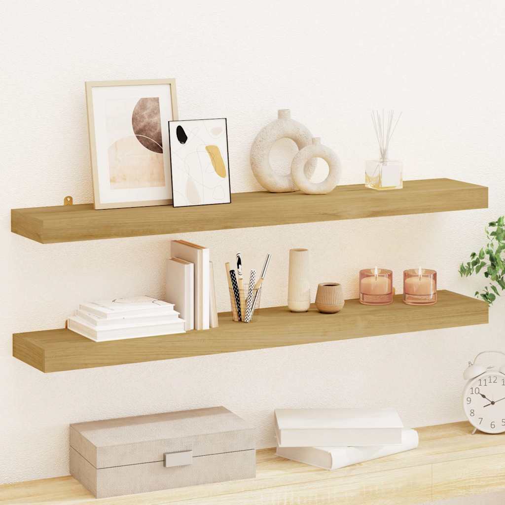 vidaXL Ράφια Τοίχου 2 τεμ. 90 x 15 x 4 εκ. από Μασίφ Ξύλο Teak