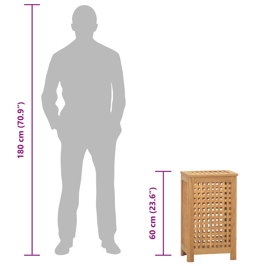 vidaXL Καλάθι Άπλυτων 35 x 25 x 60 εκ. από Μασίφ Ξύλο Teak
