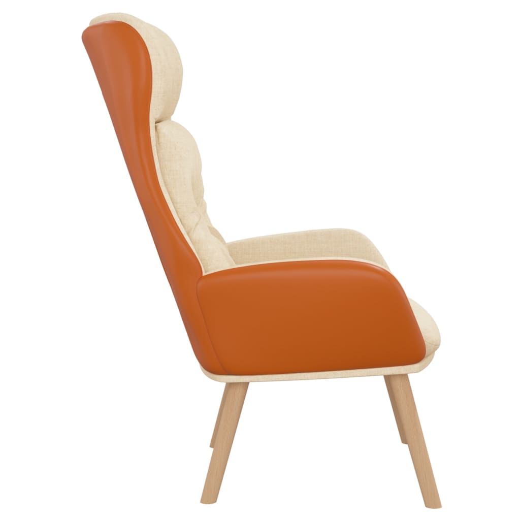 vidaXL Πολυθρόνα Relax Κρεμ από Ύφασμα και PVC