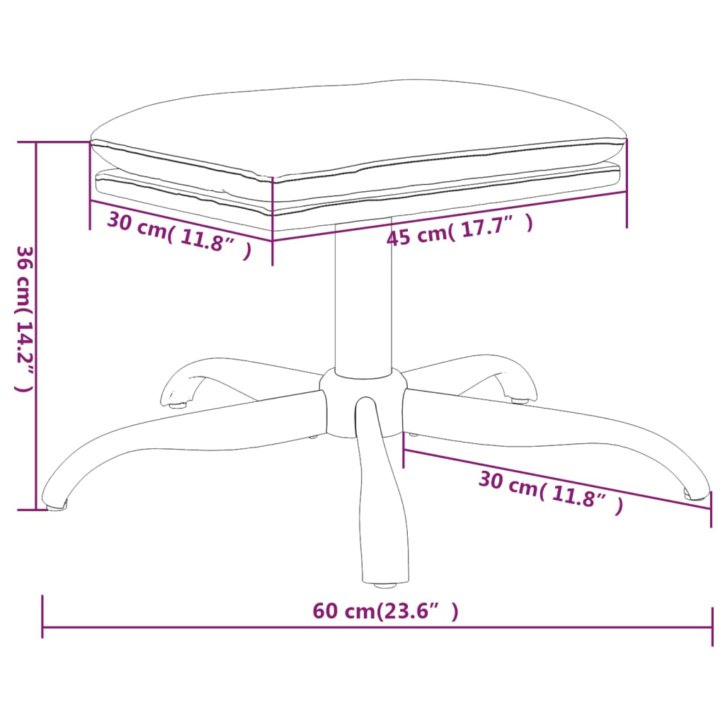 vidaXL Υποπόδιο Κρεμ 60x60x36 εκ. Υφασμάτινο