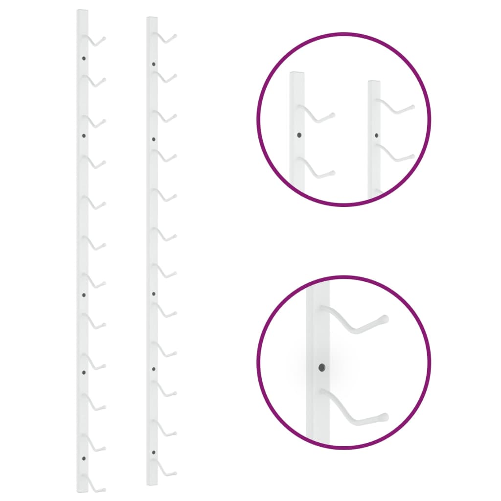 vidaXL Ραφιέρα Κρασιών Τοίχου για 12 Φιάλες Λευκή Σιδερένια