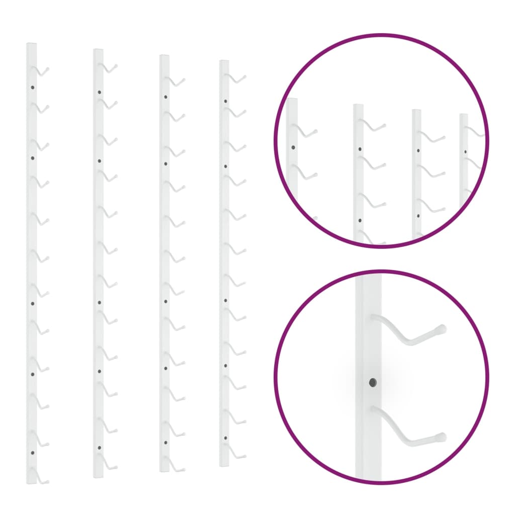 vidaXL Ραφιέρες Κρασιών Τοίχου για 12 Φιάλες 2 τεμ. Λευκές Σιδερένιες