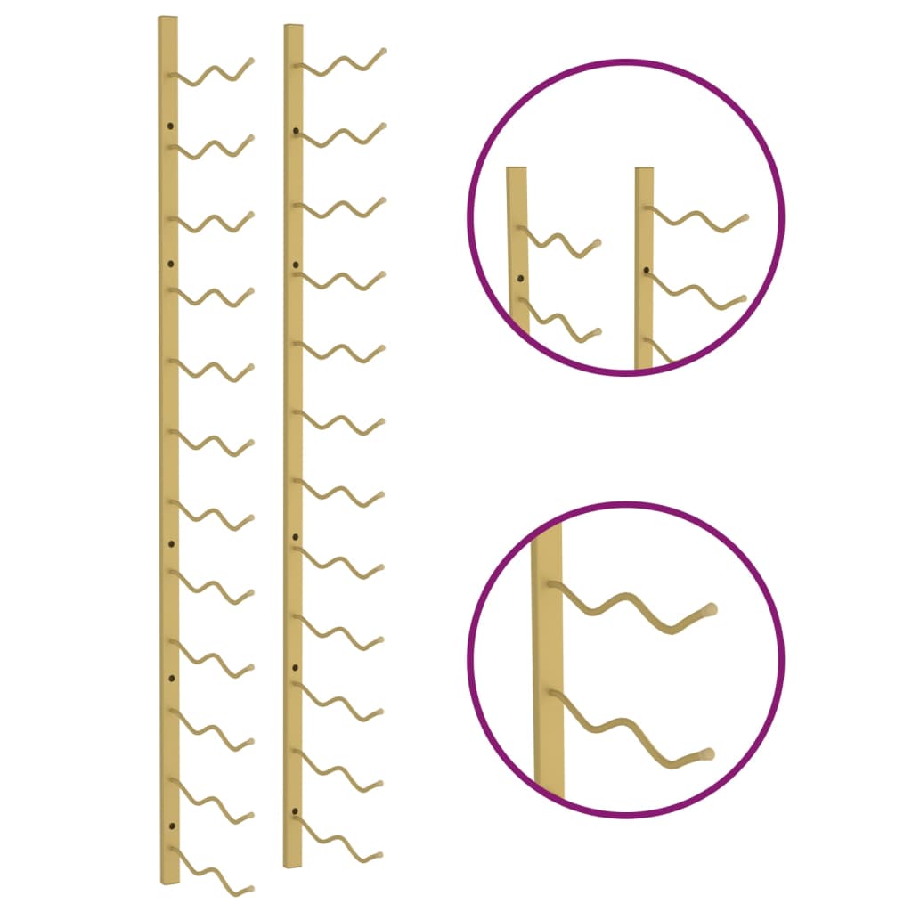 vidaXL Ραφιέρα Κρασιών Τοίχου για 24 Φιάλες Χρυσή Σιδερένια