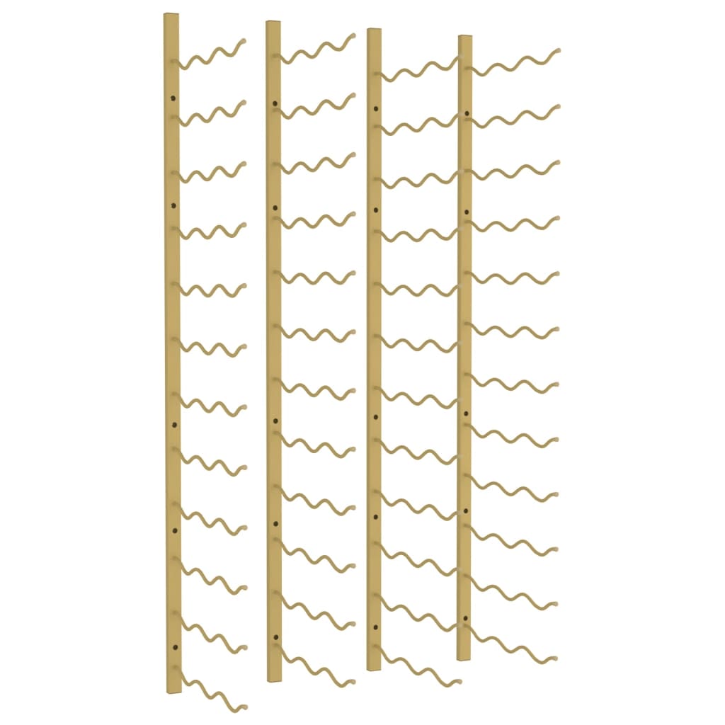 vidaXL Ραφιέρες Κρασιών Τοίχου για 36 Φιάλες 2 τεμ. Χρυσές Σιδερένιες