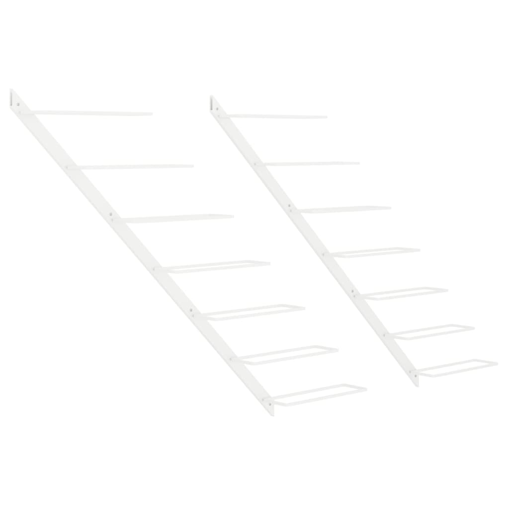 vidaXL Ραφιέρες Κρασιών Τοίχου για 7 Φιάλες 2 τεμ. Λευκές Μεταλλικές