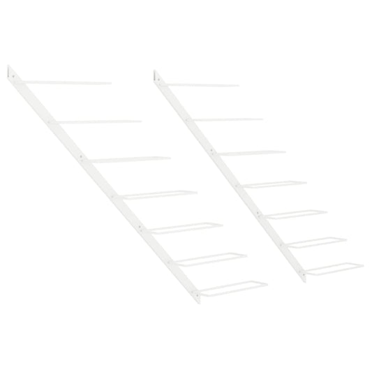 vidaXL Ραφιέρες Κρασιών Τοίχου για 7 Φιάλες 2 τεμ. Λευκές Μεταλλικές