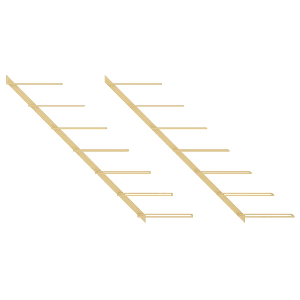 vidaXL Ραφιέρες Κρασιών Τοίχου για 7 Φιάλες 2 τεμ. Χρυσές Μεταλλικές