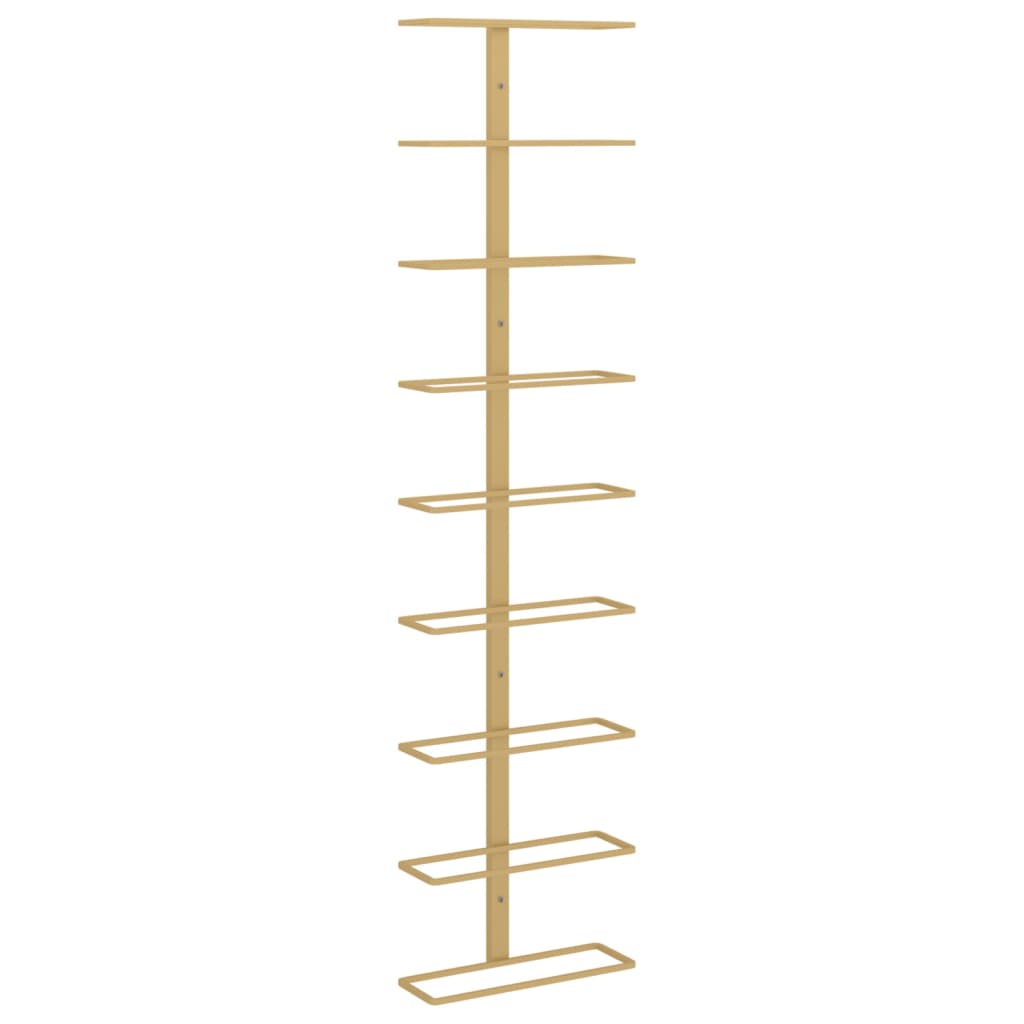 vidaXL Ραφιέρα Κρασιών Τοίχου για 9 Φιάλες Χρυσή Σιδερένια