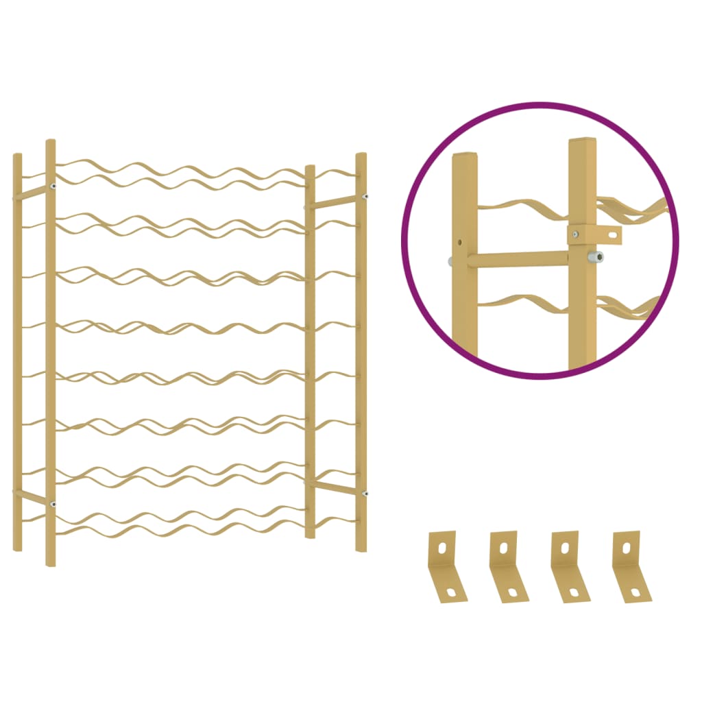 vidaXL Ραφιέρα Κρασιών για 48 Φιάλες Χρυσή Μεταλλική