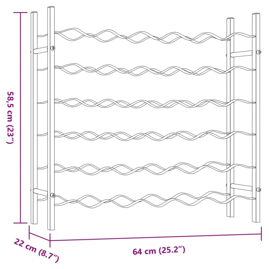 vidaXL Ραφιέρα Κρασιών για 36 Φιάλες Λευκή Μεταλλική