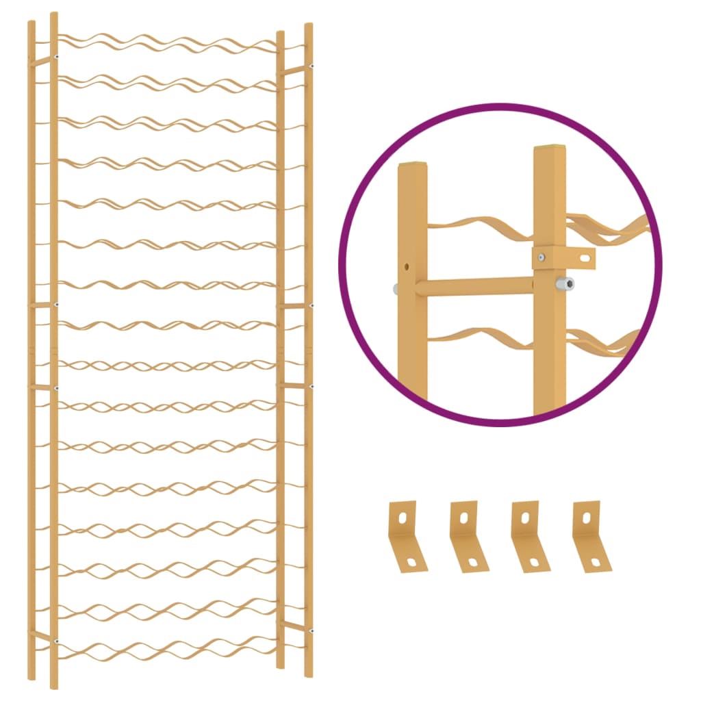 vidaXL Ραφιέρα Κρασιών για 96 Φιάλες Χρυσή Μεταλλική