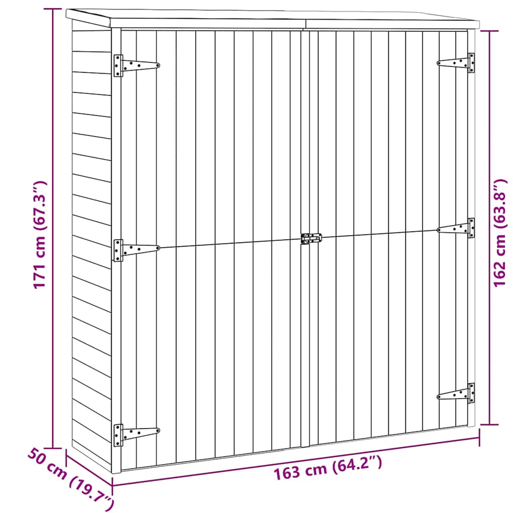 vidaXL Αποθήκη Εργαλείων Κήπου 163x50x171 εκ. Μασίφ Ξύλο Πεύκου