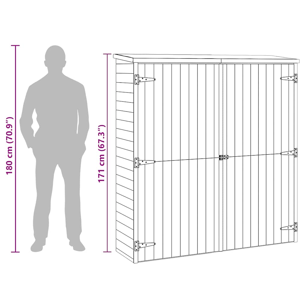 vidaXL Αποθήκη Εργαλείων Κήπου 163x50x171 εκ. Μασίφ Ξύλο Πεύκου