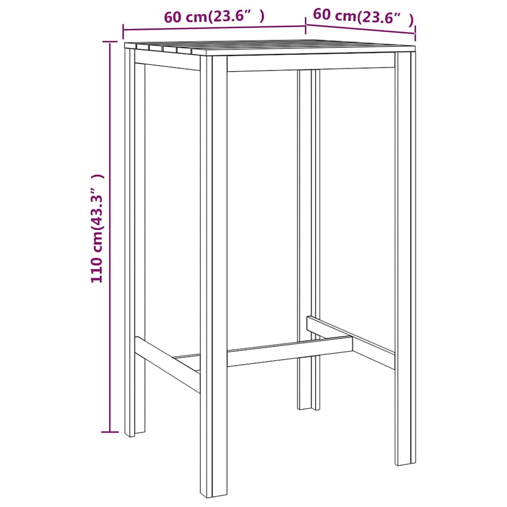 vidaXL Τραπέζι Μπαρ 60 x 60 x 110 εκ. από Εμποτισμένο Ξύλο Πεύκου