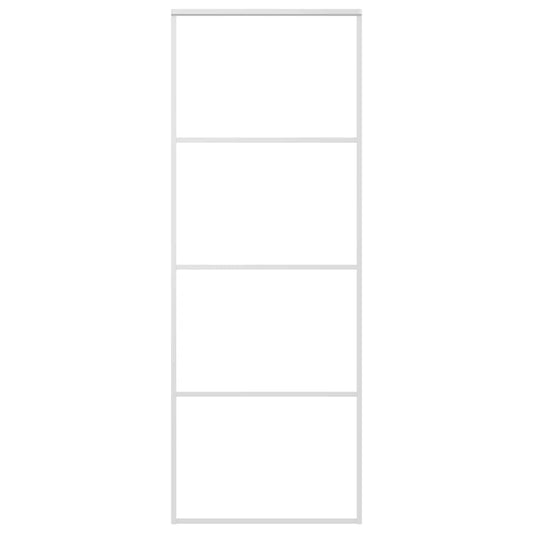 vidaXL Συρόμενη Πόρτα Λευκή Αμμοβολή 76 x 205 εκ. Γυαλί ESG/Αλουμίνιο