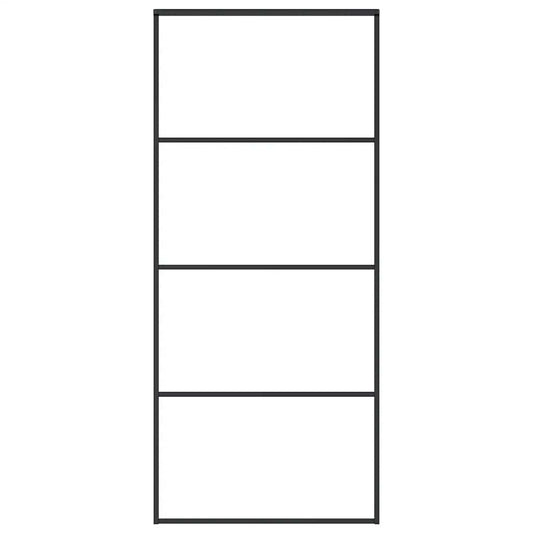 vidaXL Συρόμενη Πόρτα Μαύρη Αμμοβολή 90 x 205 εκ. Γυαλί ESG/Αλουμίνιο