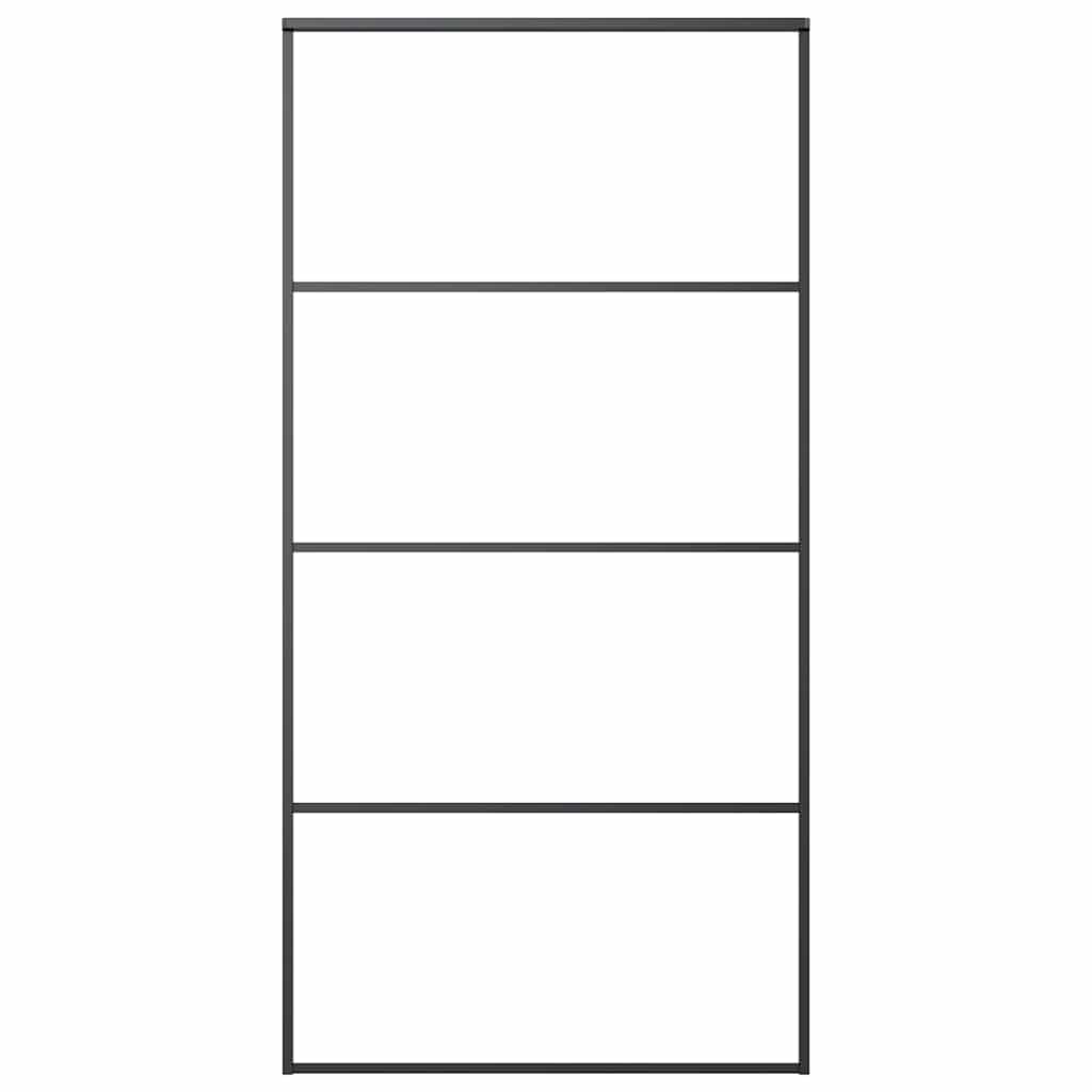 vidaXL Συρόμενη Πόρτα Μαύρη Αμμοβολή 102,5x205 εκ. Γυαλί ESG/Αλουμίνιο