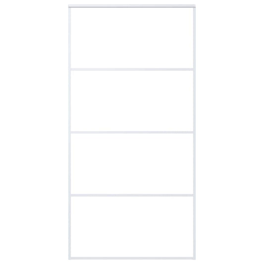 vidaXL Συρόμενη Πόρτα Λευκή Αμμοβολή 102,5x205 εκ. Γυαλί ESG/Αλουμίνιο