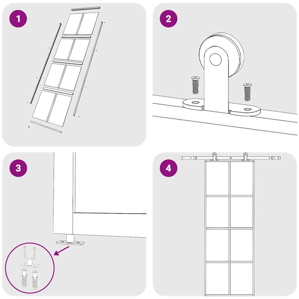 vidaXL Συρόμενη Πόρτα Μαύρη 76 x 205 εκ. από Γυαλί ESG και Αλουμίνιο