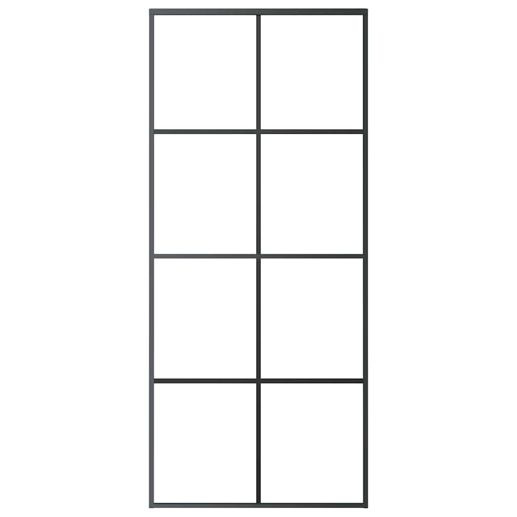 vidaXL Συρόμενη Πόρτα Μαύρη 90 x 205 εκ. από Γυαλί ESG και Αλουμίνιο