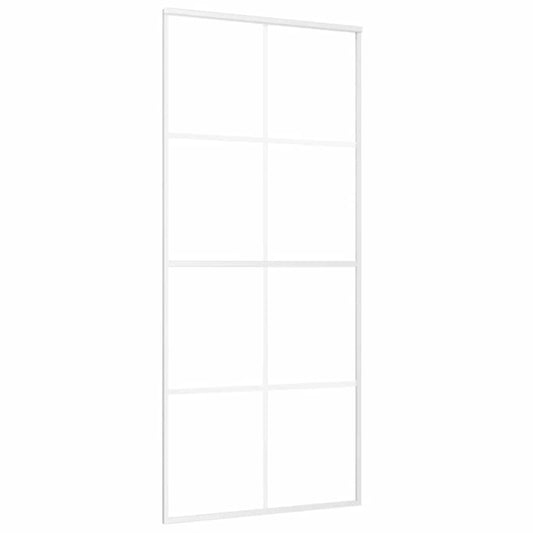 vidaXL Συρόμενη Πόρτα Λευκή 90 x 205 εκ. από Γυαλί ESG / Αλουμίνιο